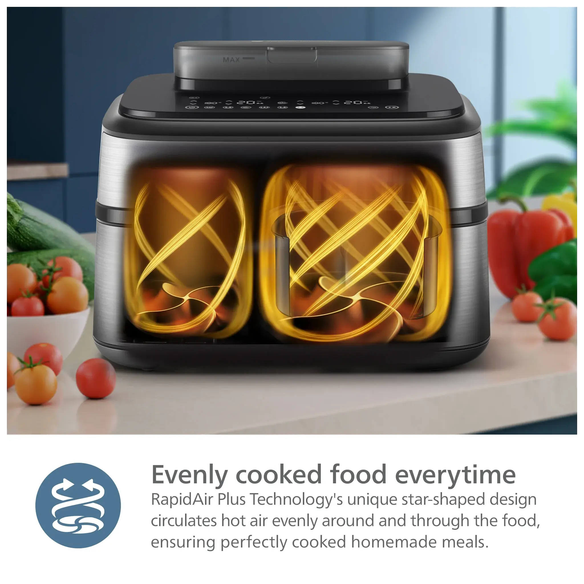Philips AirFryer 5000 Series Dual Basket with Steam 9L NA555/09
