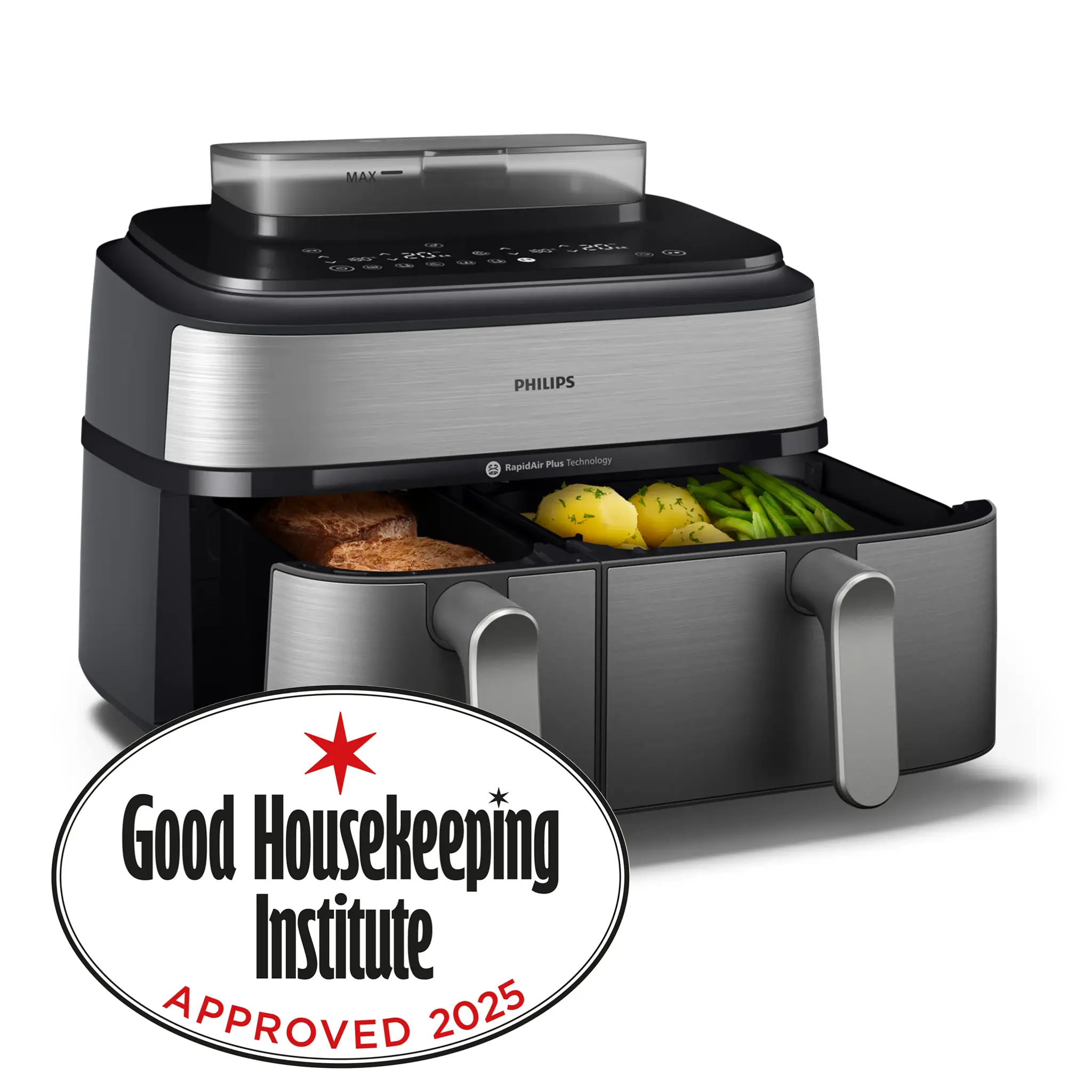 Philips AirFryer 5000 Series Dual Basket with Steam 9L NA555/09