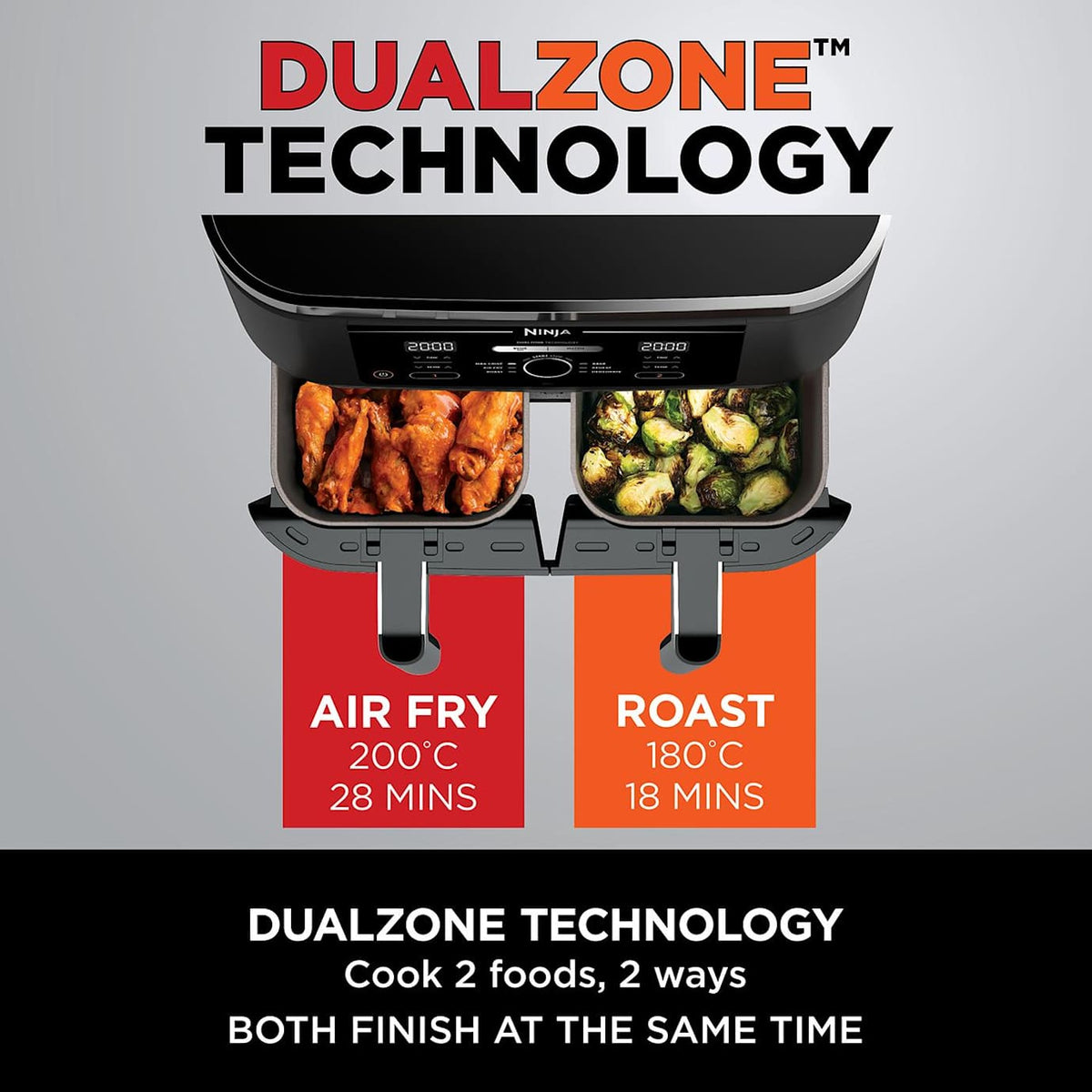 Ninja Foodi MAX Dual Zone Digital Air Fryer 2 Drawers 9.5L AF400