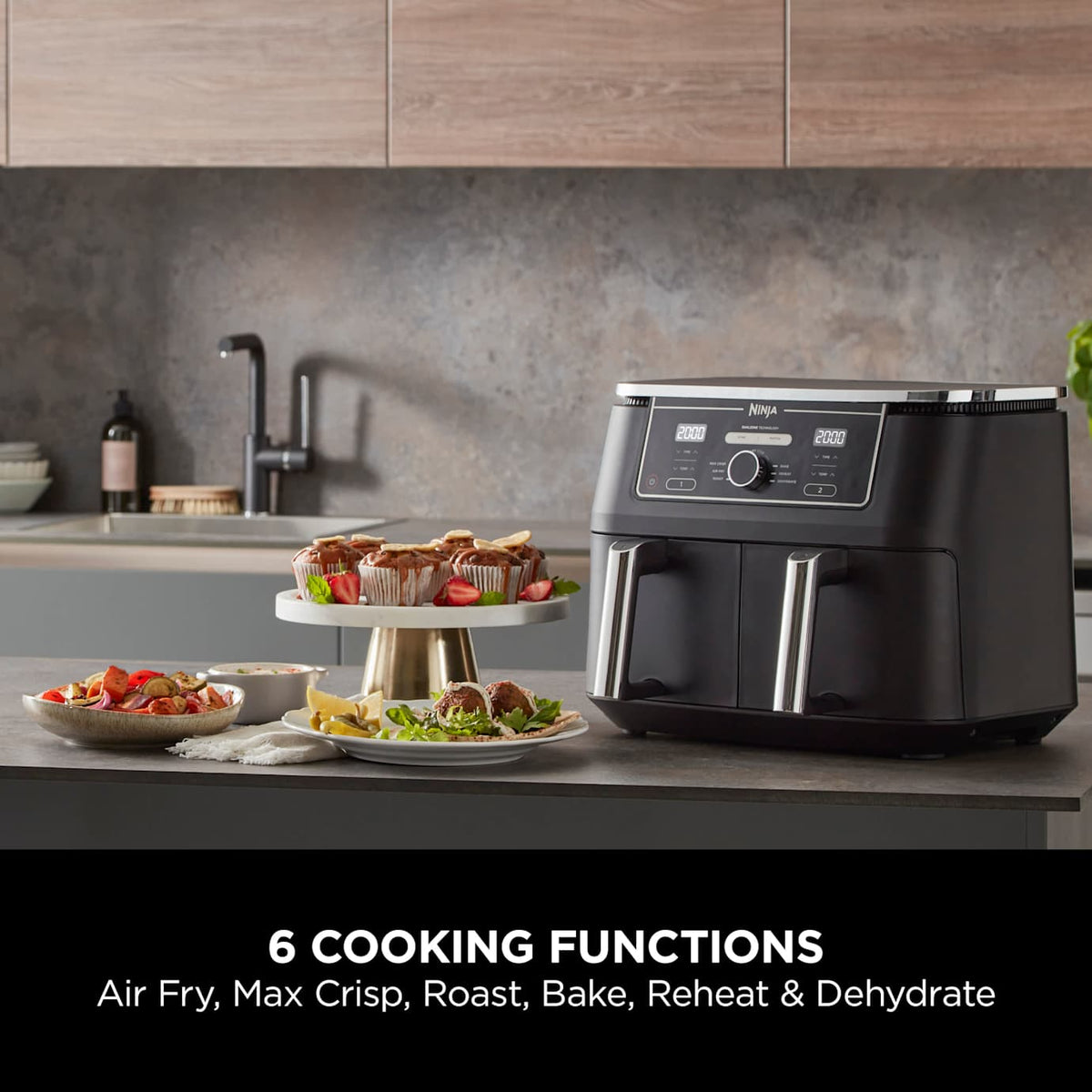 Ninja Foodi MAX Dual Zone Digital Air Fryer 2 Drawers 9.5L AF400