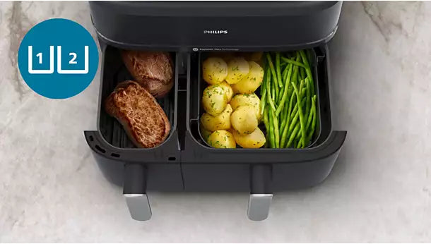 Philips AirFryer 5000 Series Dual Basket with Steam 9L NA555/09