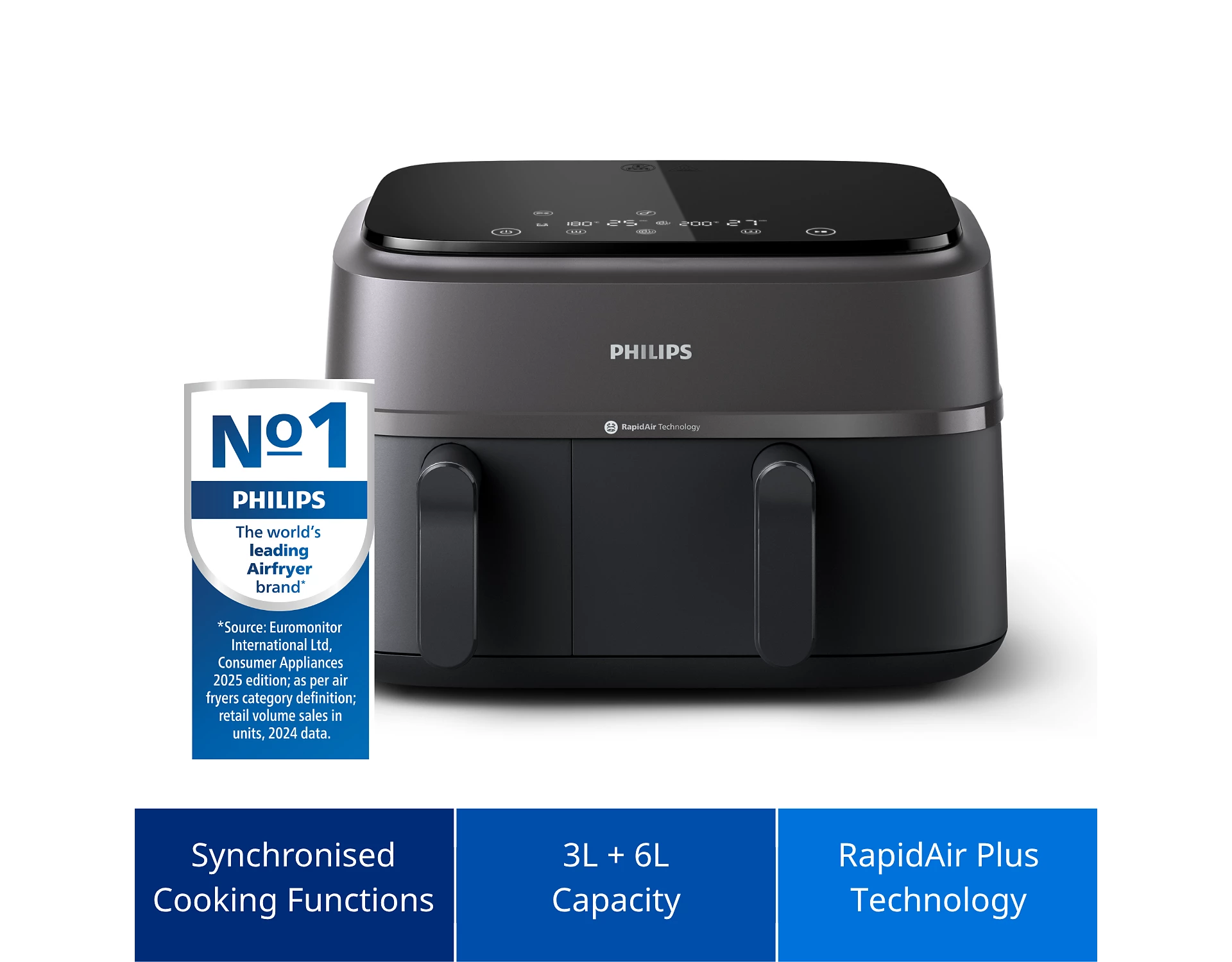 Philips AirFryer 3000 Series Dual Basket XXL 9L  NA350/00